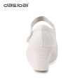 white leather pure color ladies high heel sandal outdoor sandals